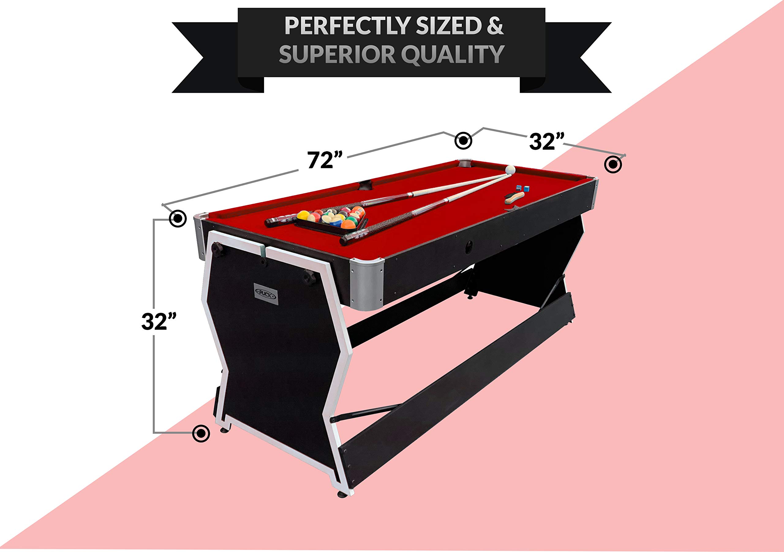 PUCK Cyclone 6Foot 3in1 Multi Game Air Hockey/Billiard Table (Black
