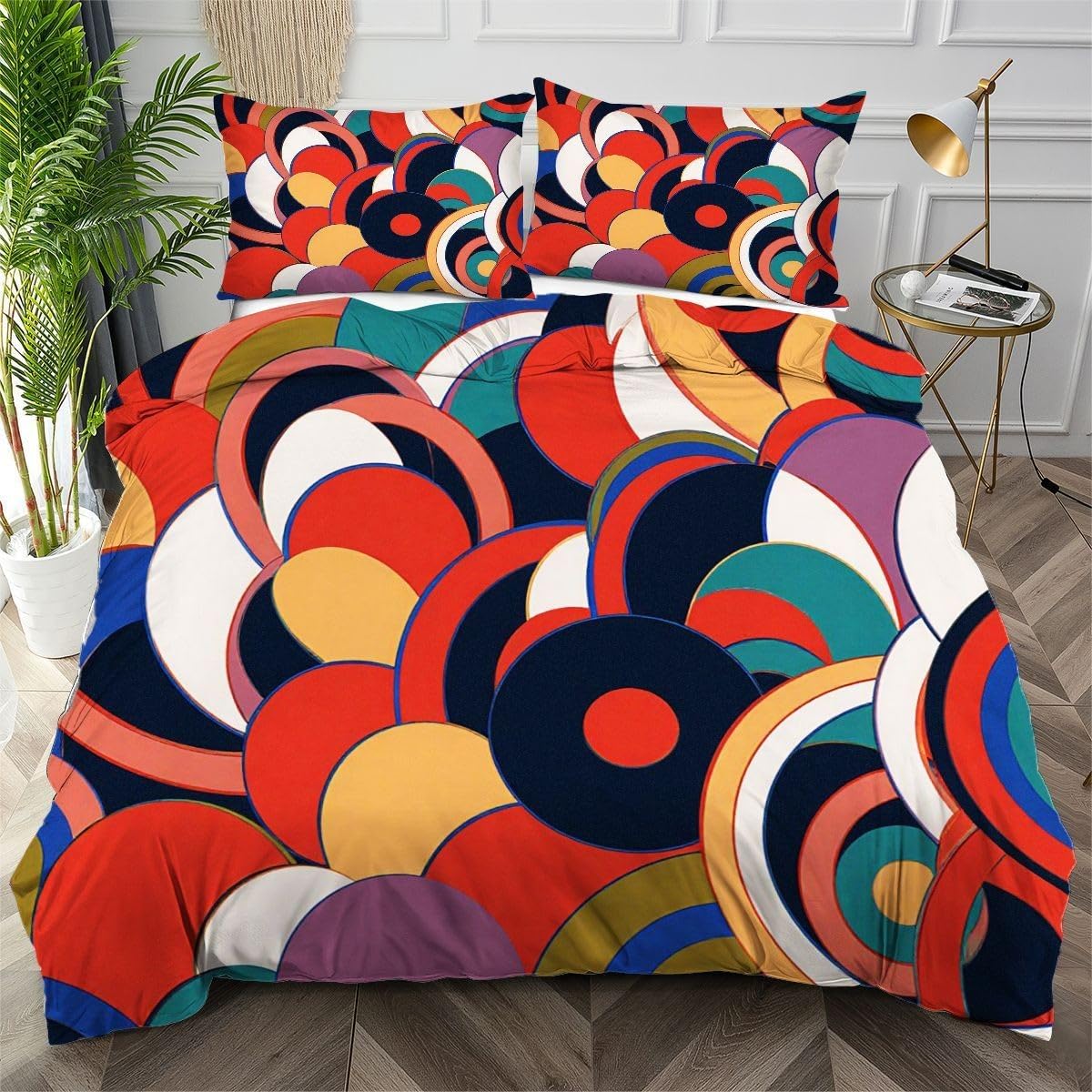 Housse de couette 200x200 aquarelle avec 2 taies d'oreiller 65x65 cm pour lit 2 personnes
