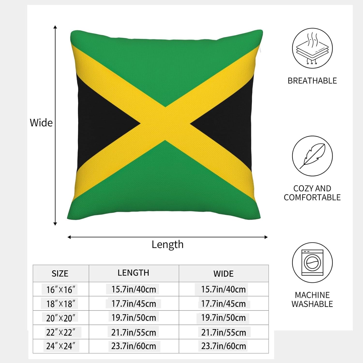 Flag of Jamaica Imitation Linen Pillowcase -2 Sets, Fashionable Home Decoration, Used for Sofas, Gardens, beds