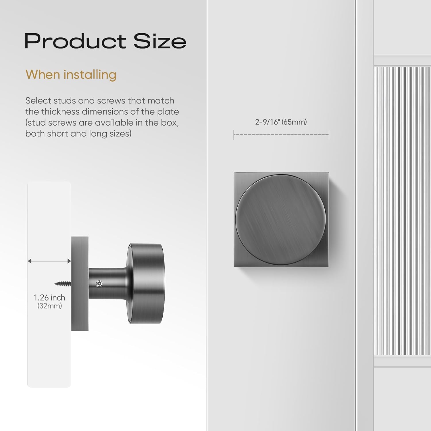 Leydebong 2 Pack Dummy Door Handles Interior, Interior Door Knobs, Pull Only Door Handles for French Doors, Closet and Cabinets, Finish in Matte Stone Grey