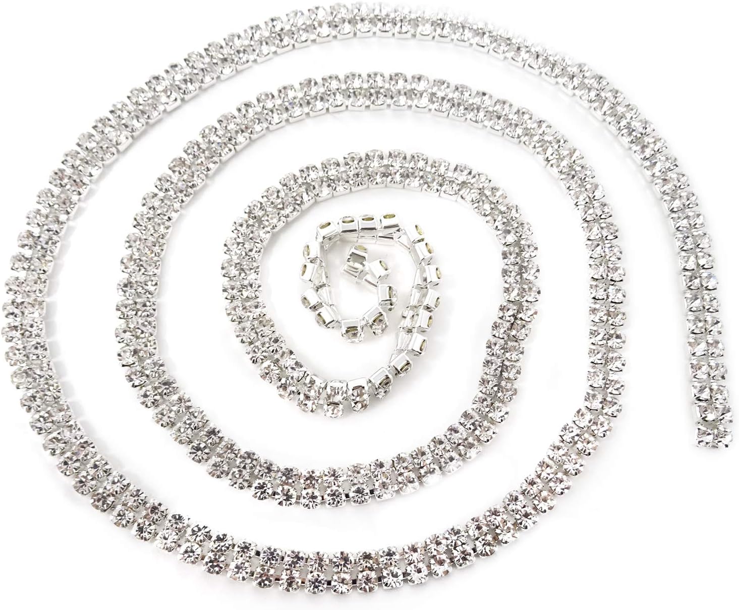 yueton 1Yards 2 Rows 4MM Crystal Rhinestone Close Chain Trimming Claw Chain SS16 for Jewelry Sewing Crafts DIY