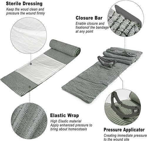 Miniatura 2 de Vendaje de emergencia de estilo israelí mejorado, paquete de 5 vendajes de compresión de 6 pulgadas para vendaje de heridas de emergencia, primeros