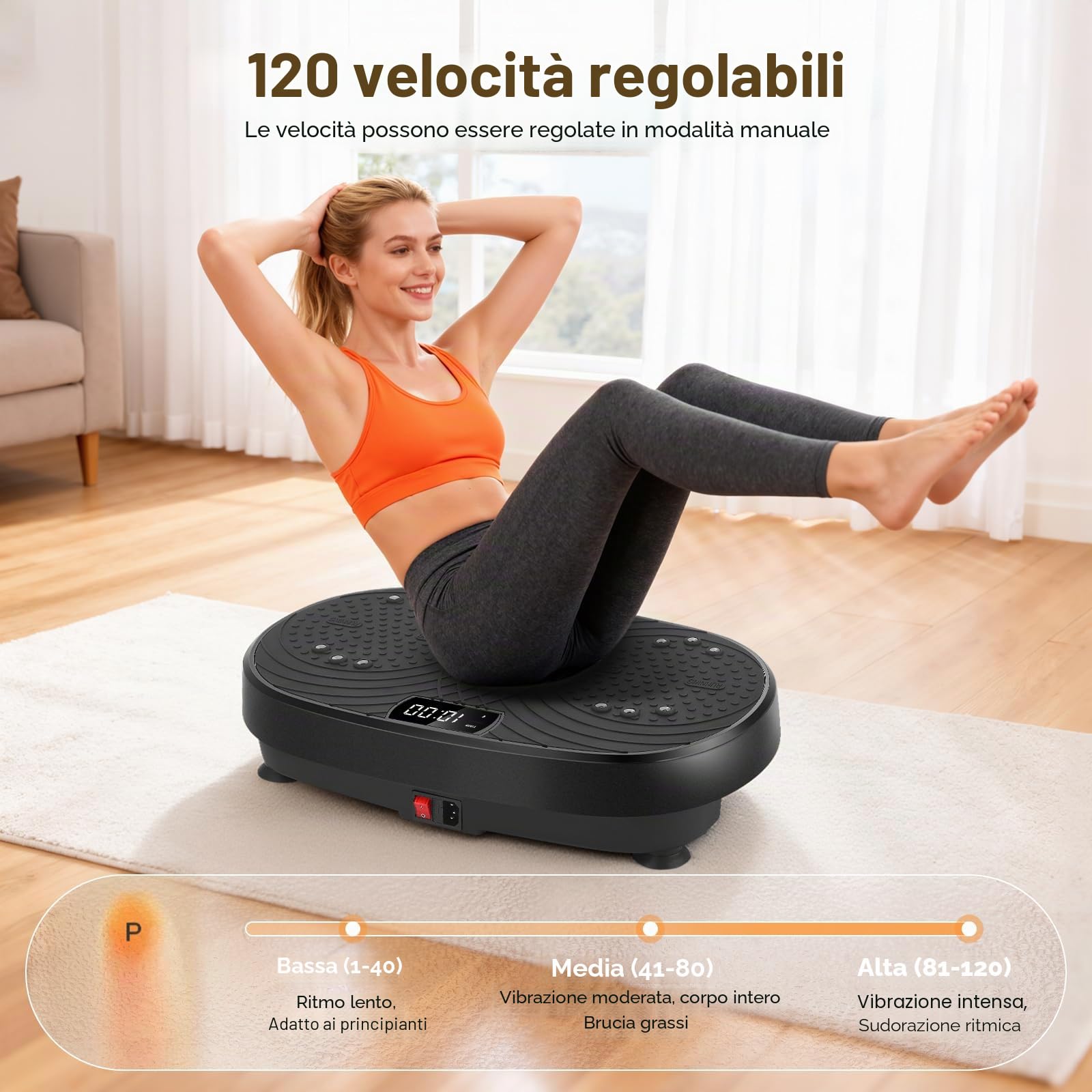 Pedana Vibrante Dimagrante, Vibration Plate Lymphatic, Piastra vibrante per Lipedema la Costruzione e la Modellazione Muscolare, 120 Livelli di Intensità Casa Antiscivolo con Bluetooth & Telecomando