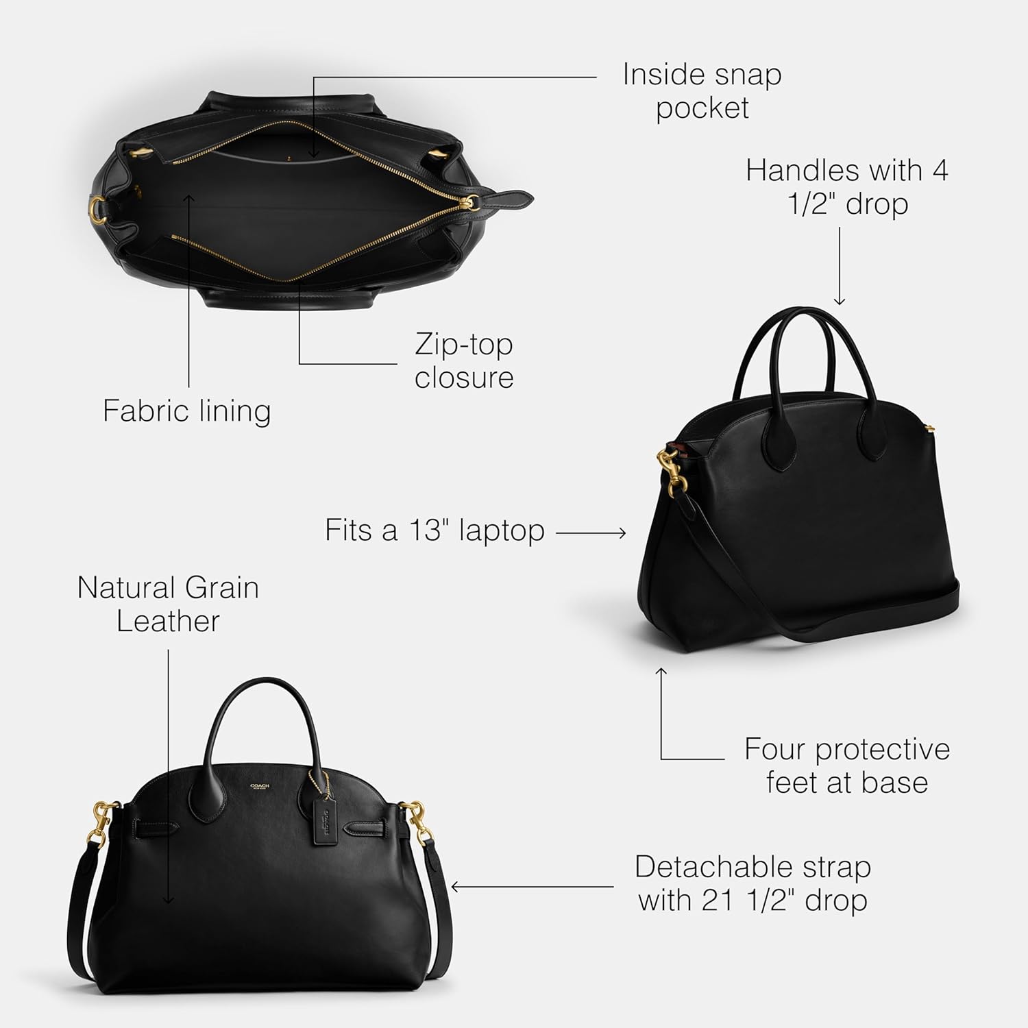 COACH Women's Suede Soft Empire Carryall 40 Tote - Image 4