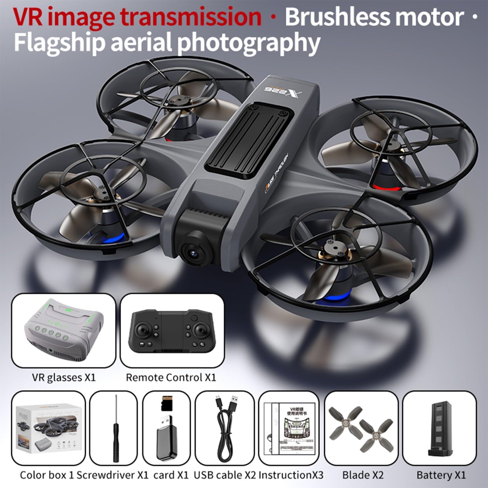 FPV Drone With VR Glasses Brushless Motor And Cool LED Lights Drones 2.4G RC Quadcopter Altitude Hold Obstacle Avoidance For Kids Adults
