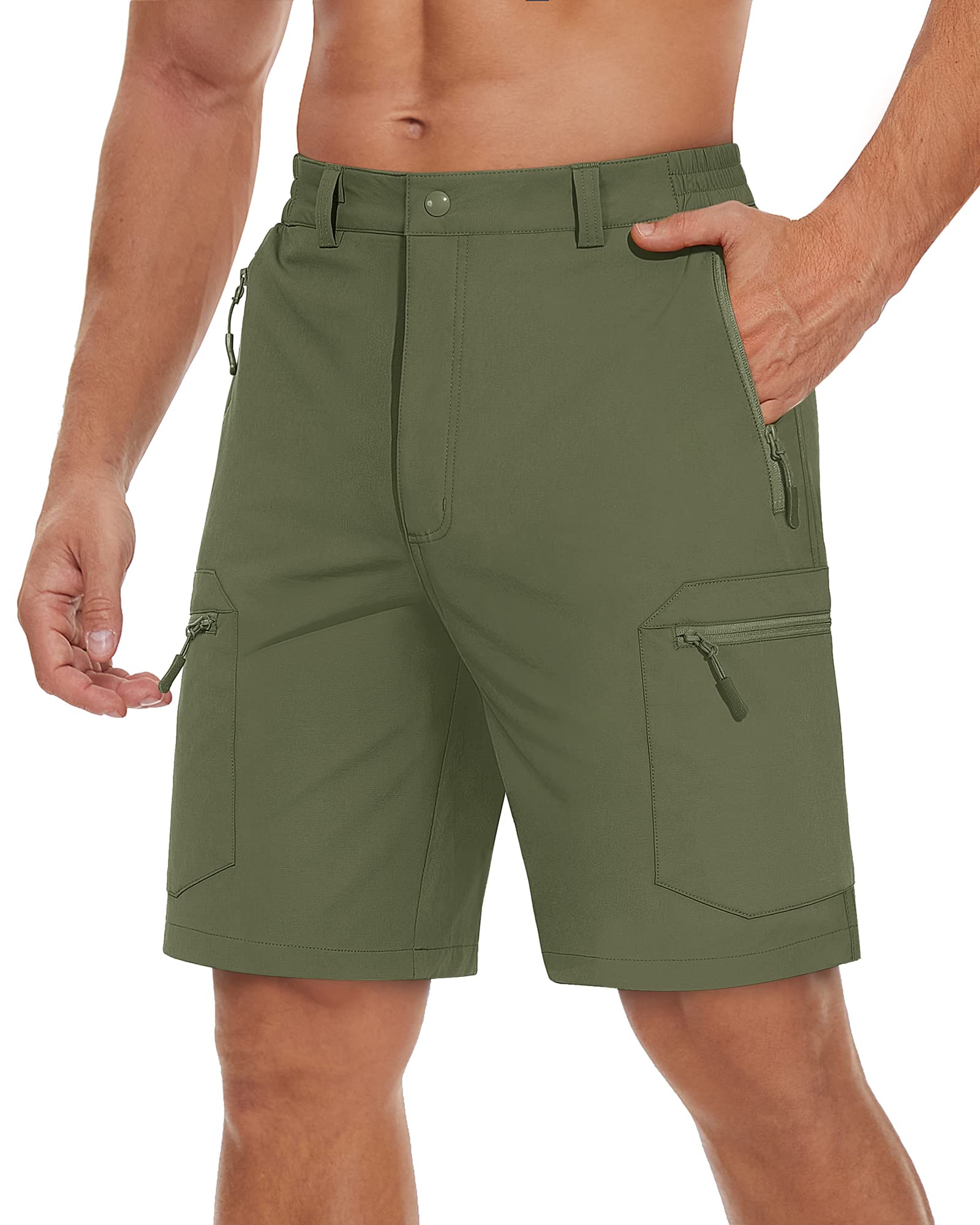 TACVASENMen's Hiking Cargo Shorts Lightweight Quick Dry Water Resistant Stretch Golf Shorts for Outdoor Fishing Travel