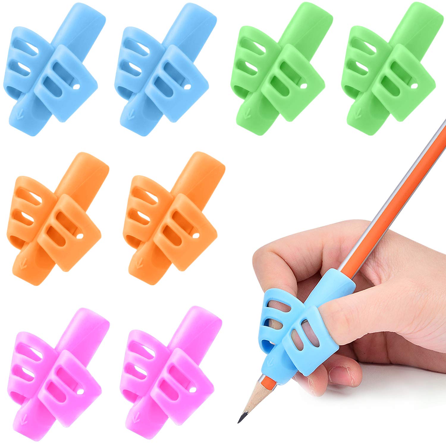 JuneLsy Pencils Grips Pencils Grips for Kids Handwriting Posture Correction Training Writing AIDS for Kids toddler Preschoolers Students Children Special Needs (multicolored08)