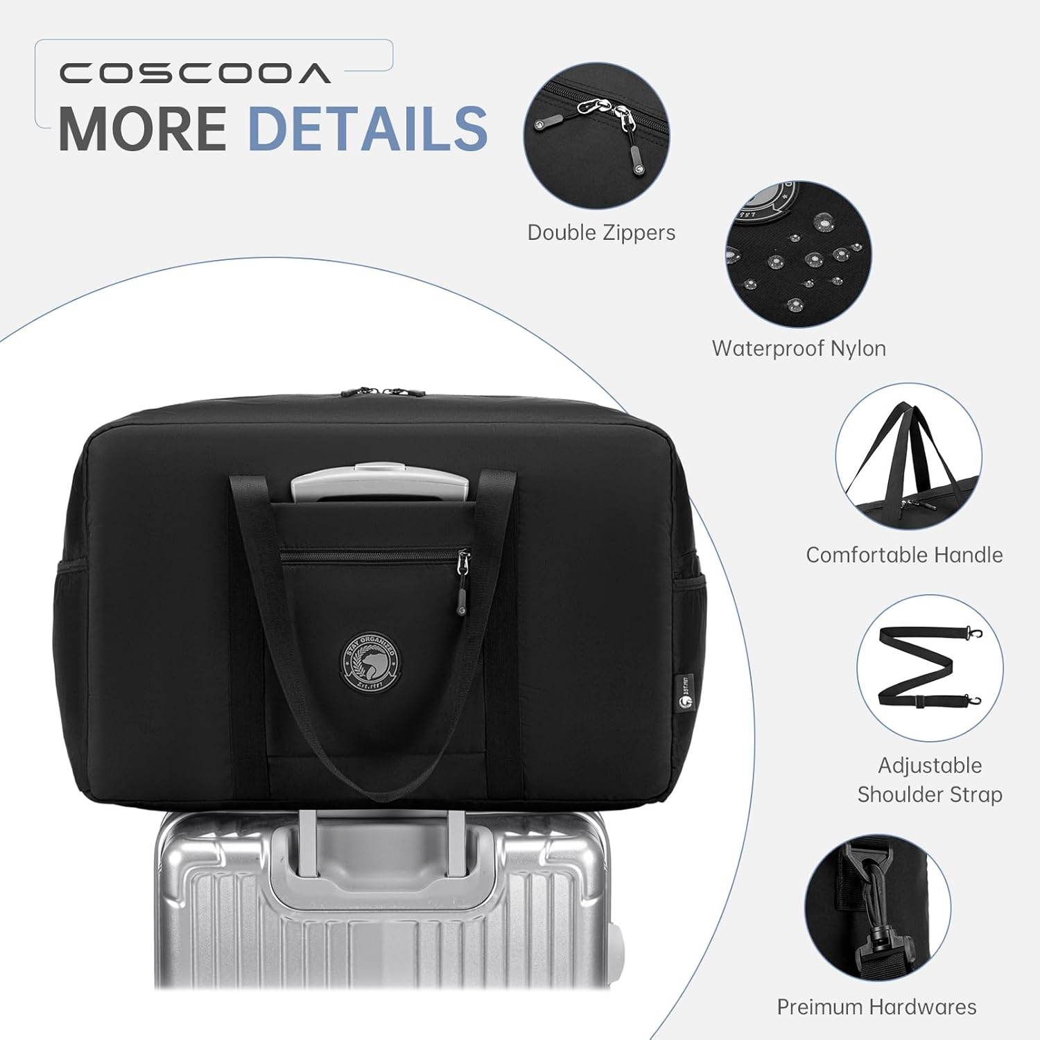 2Pack Carry On Luggage 22x14x9 Airline Approved,Lightweight Duffle Bag for Travel, Waterproof Weekender Overnight Bags for Traveling Airplane for Women and Men 40L