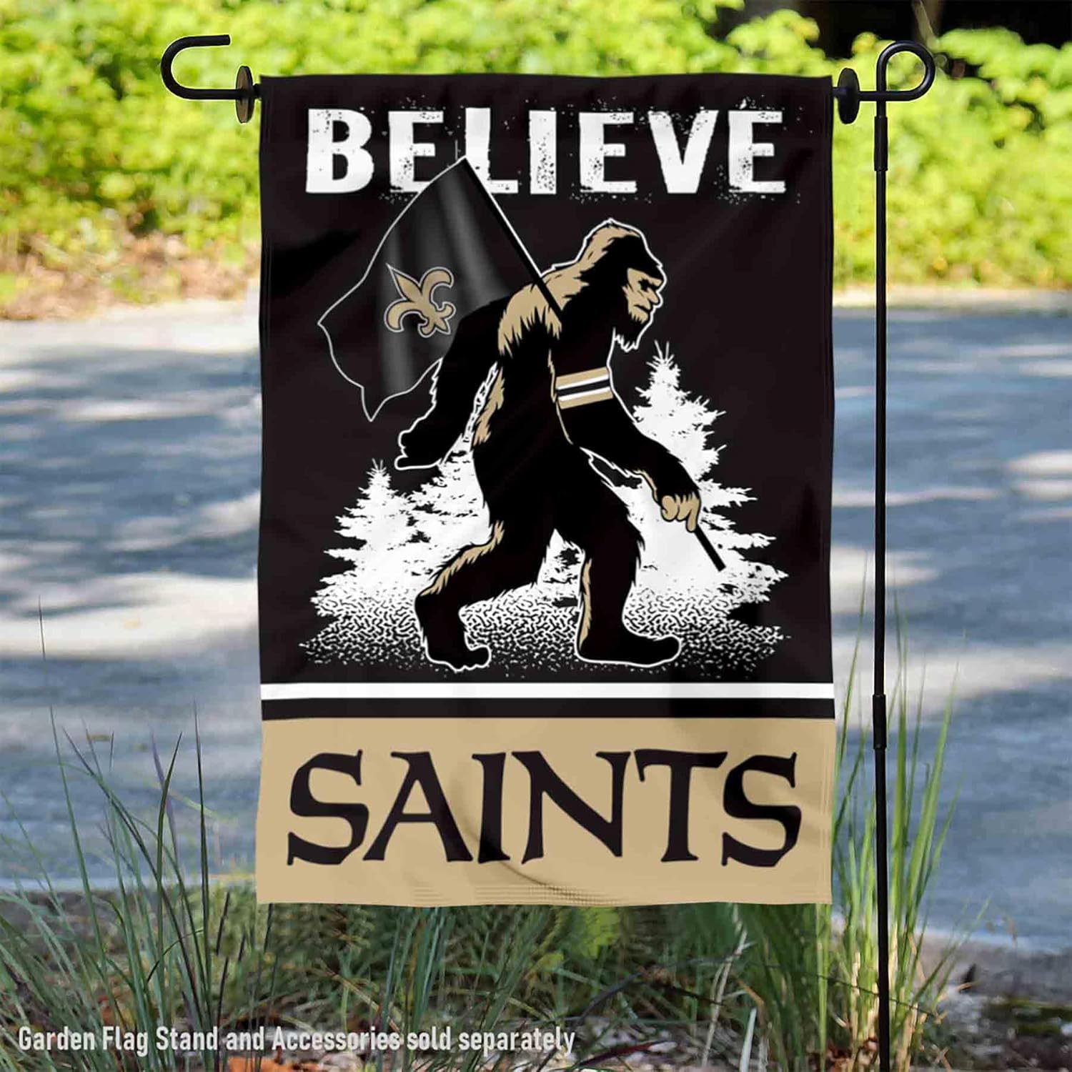 New Orleans Saints Bigfoot Sasquatch Believe Yard Garden Banner Flag - Image 2