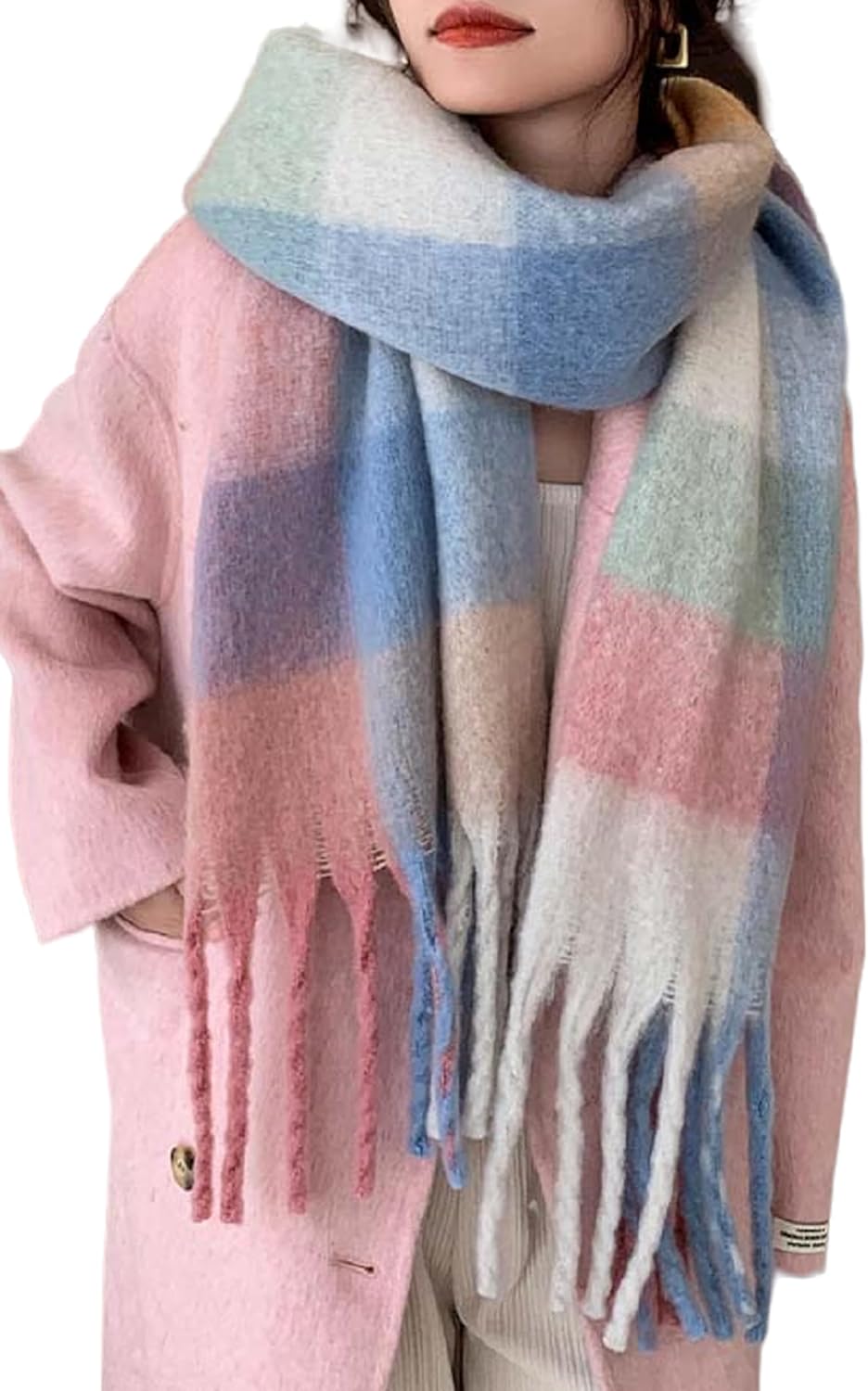 Wander Agio Winter Women Warm Scarf Long Shawl Large Scarves Cold Weather Thick Blanket Scarfs Colorful Plaid