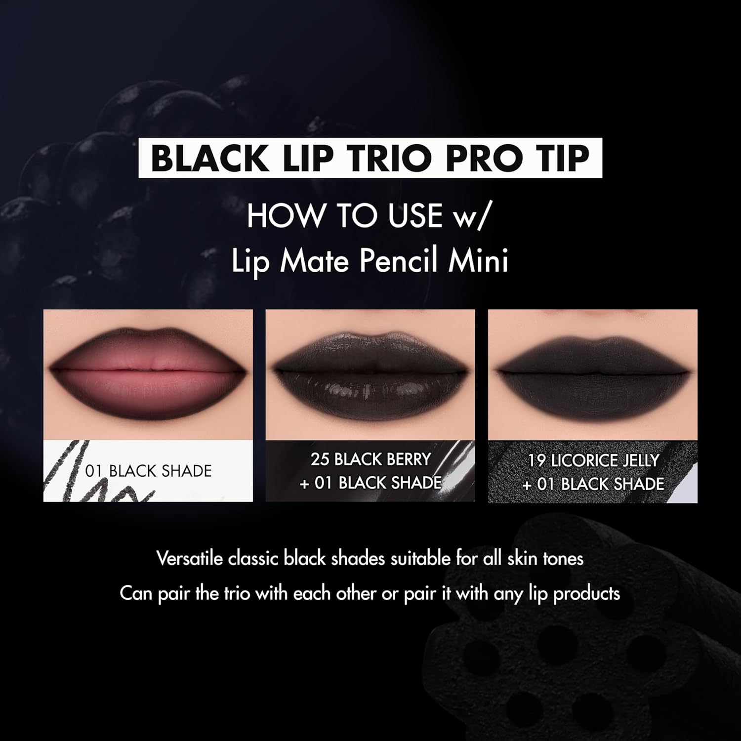 Rom&nd Black Lip Trio Limited Edition K-Beauty Set | Authentic Glossy, Matte & Liner | Hydrating, Buildable, Versatile Makeup Kit