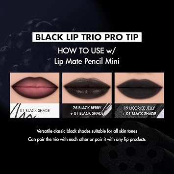 Rom&nd Black Lip Trio Limited Edition K-Beauty Set | Authentic Glossy, Matte & Liner | Hydrating, Buildable, Versatile Makeup Kit