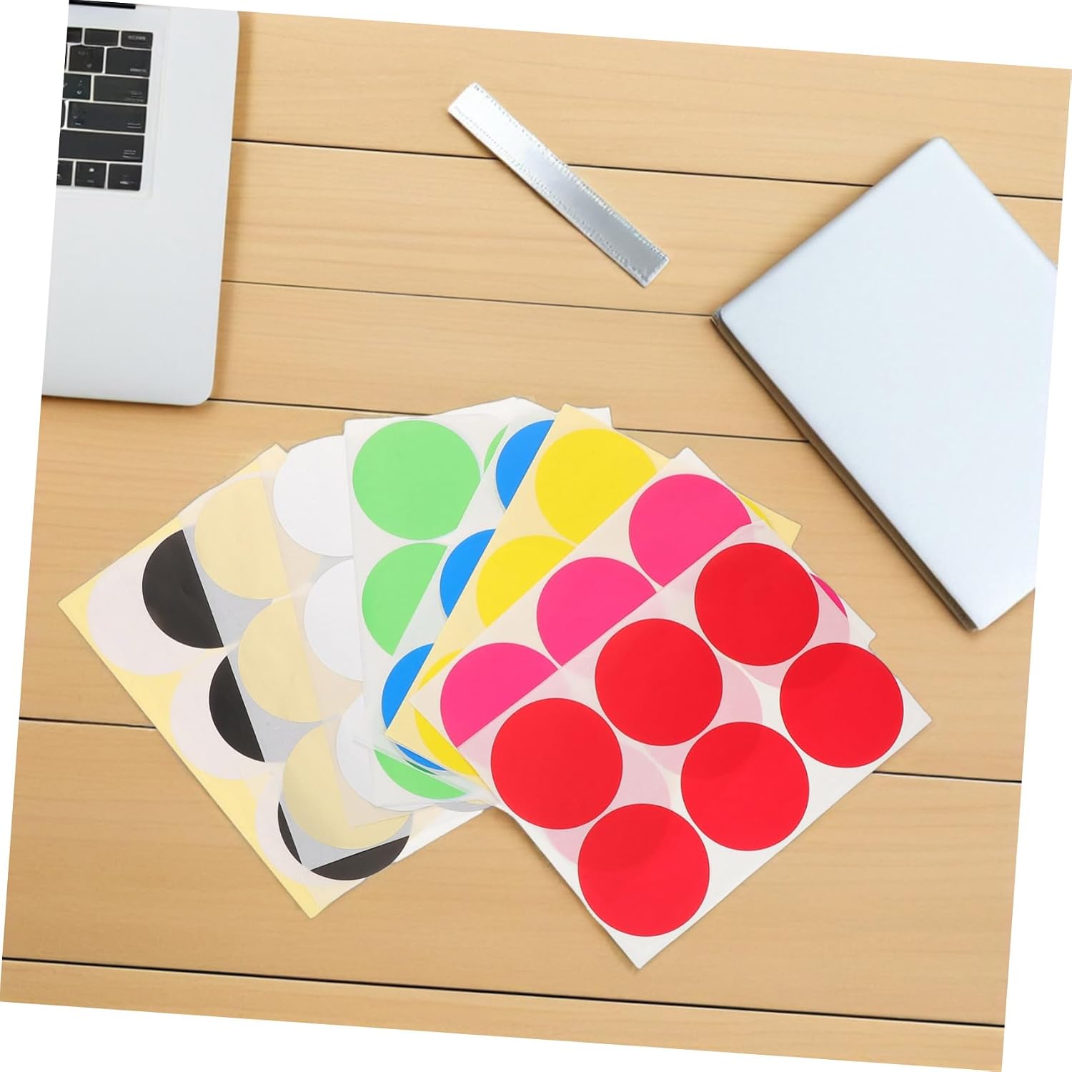 TEHAUX 16 Sheets Removable Round Dot Stickers Self Adhesive Labels for Office Classroom and Inventory Organization Circle Sticker