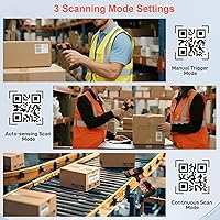 Vista 6 de KUIIYER Escáner de código de barras industrial 1D QR 2D con base de carga mejorada, escáneres de código de barras profesionales inalámbricos