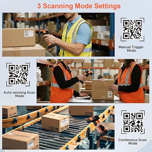 Miniatura 6 de KUIIYER Escáner de código de barras industrial 1D QR 2D con base de carga mejorada, escáneres de código de barras profesionales inalámbricos