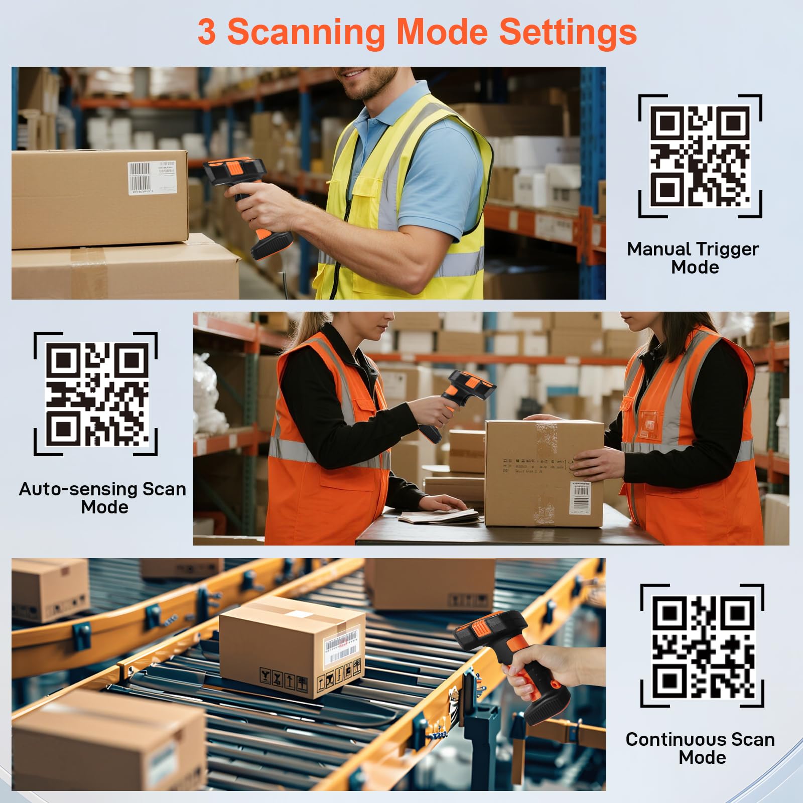 KUIIYER 1D QR 2D Industrieller Barcode-Scanner mit verbesserter Ladestation, kabellos, Bluetooth, professionelle Barcode-Scanner, USB-Plug&Play-Hand-Barcode-Lesegerät für iPhone, Android, Computer