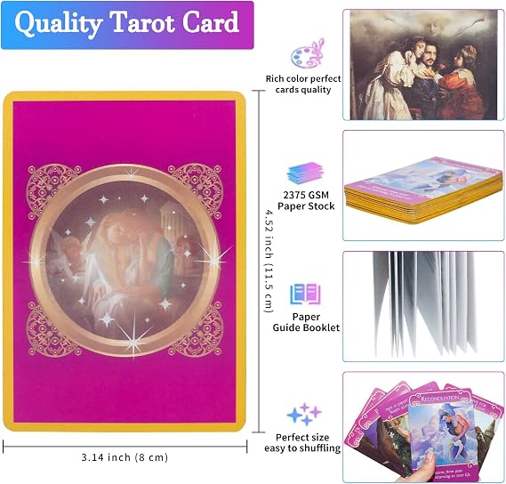 Tarot Card, Classic Love & Romance Oracle Deck, 44 Cards with Guide Book,Love Oracle Card, Tarot Cards with Guide Book, Yes or No Answers (Romance Angels)
