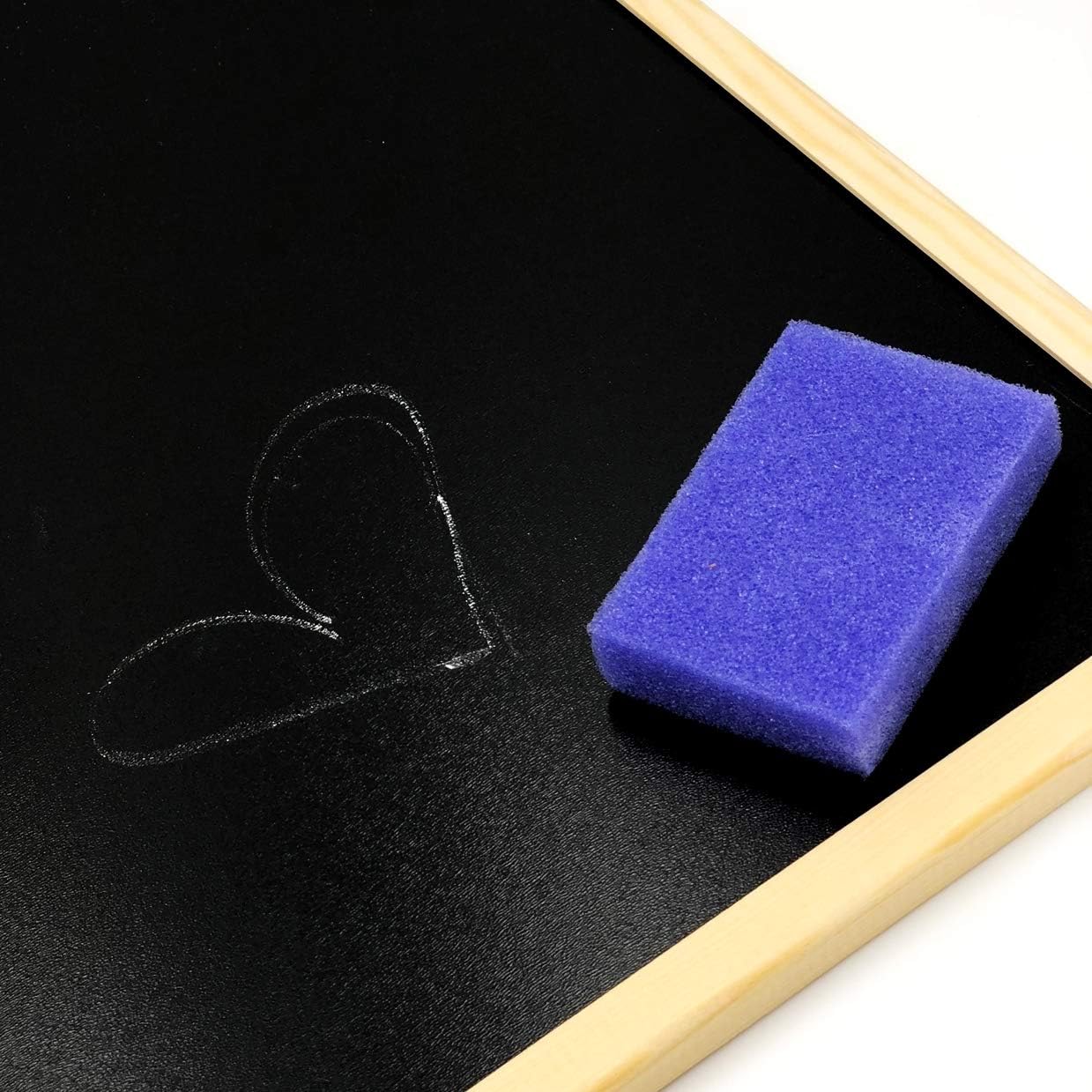 Creative Home 23.62x15.74in 2in1 Chalkboard Blackboard Cork Pin Notice Board (+/-1.18in) | Wooden Pine Frame | Chalk Sponge & Push Pins Included | Corkboard for Office Home Kitchen Bedroom School Cafe