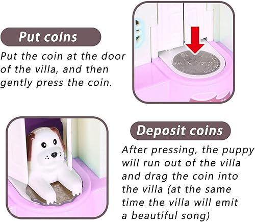 Miniatura 6 de Caja de ahorro de dinero, música, banco de dinero, villa, perro de la suerte, robando dinero, casa de perro, alcancía, iluminación, juguete de