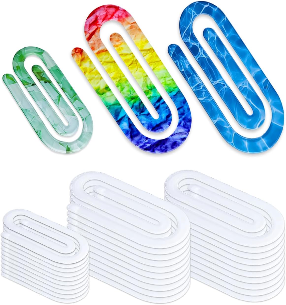 30PCS Sublimation Blank Acrylic Paper Clips, 20pcs 4"x2" + 10pcs 3"x1.5" Jumbo Paper Clips Bookmarks for Heat Transfer DIY Crafts,Customizable Paperclips for Office, School, Teacher Gifts & Supplies,