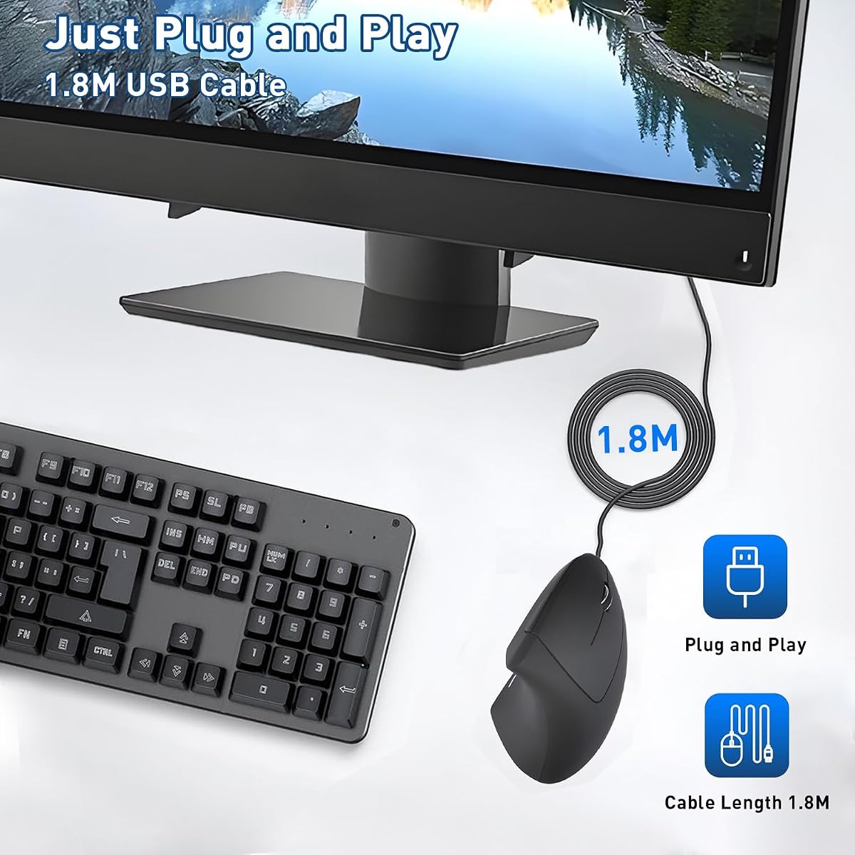 Anker USB Wired Ergonomic Vertical Mouse view 4
