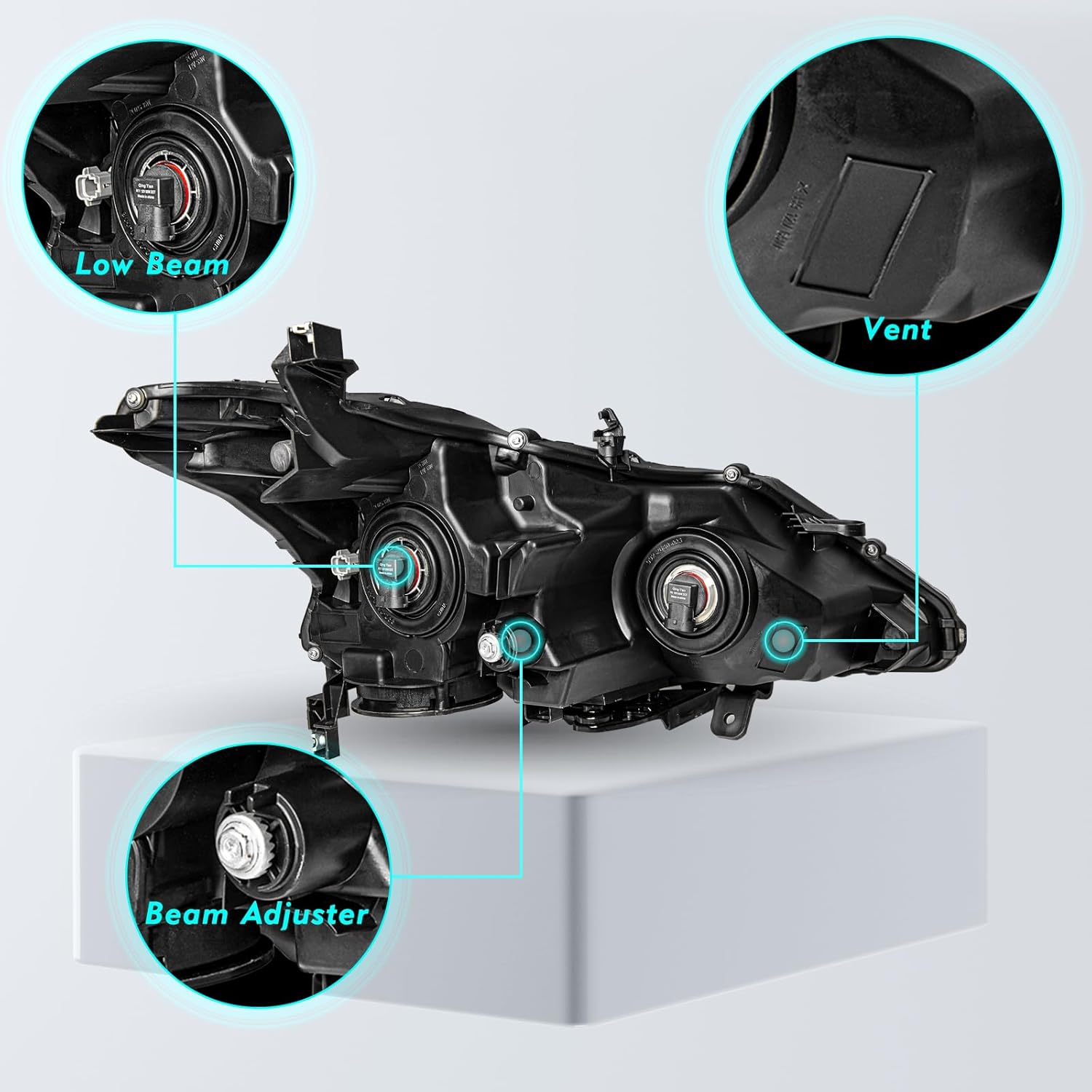 Headlight Assembly Set for 2013 2014 2015 Nissan Altima 4-Door Sedan Halogen Headlamp Driver and Passenger Side Chrome Housing with Amber Reflector