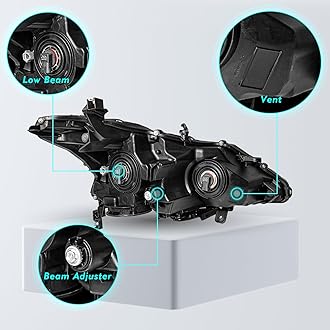 Headlight Assembly Set for 2013 2014 2015 Nissan Altima 4-Door Sedan Halogen Headlamp Driver and Passenger Side Chrome Housing with Amber Reflector