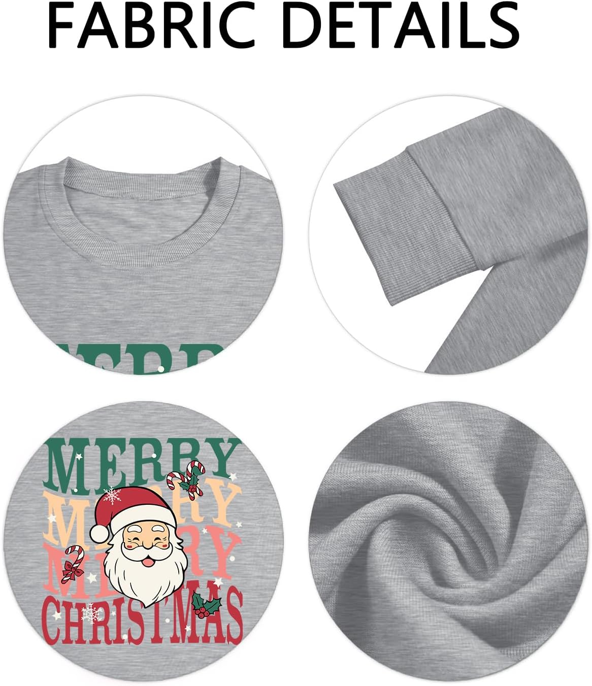 Christmas Sweatshirts for Women Santa Claus Merry Christmas Shirts Funny Xmas Vacation Graphic Pullover Tops - Image 5
