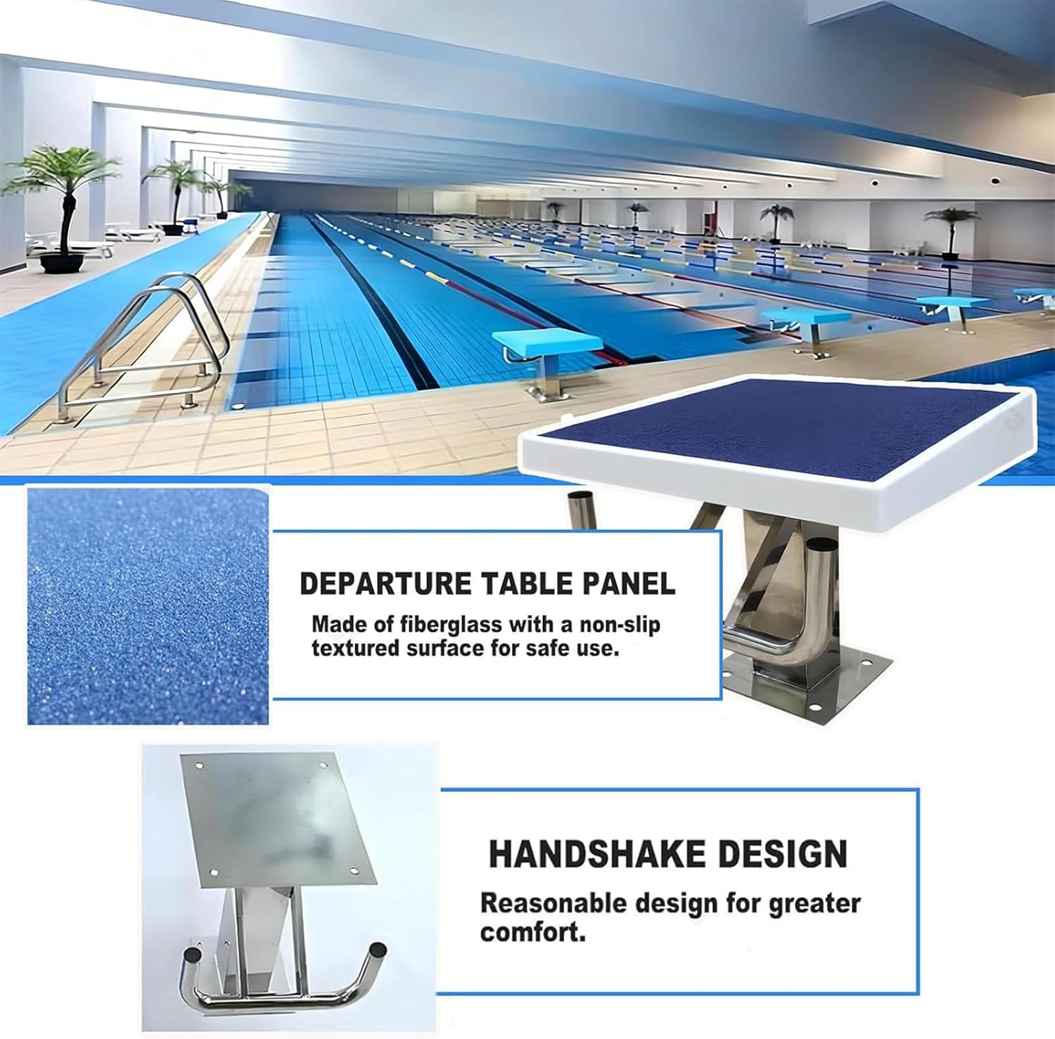 Swimming Pool Diving Platform, Non-Slip Diving Boards, Heavy Duty Pools Training Competition Inclined Countertop Starting Block, Load 440 Lbs B