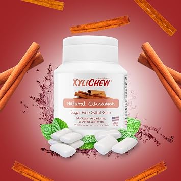 Xylichew 100% Xylitol Chewing Gum Jars - Non GMO, Gluten, Aspartame, and Sugar Free Gum -Bad Breath and Dry Mouth 60 Count