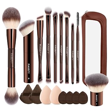 Makeup Brushes MAGEFY Travel Makeup Brush Set Professional Make Up Brushes for Powder Concealers Eye Shadows Eyebrow Countour Blush Brush Tools