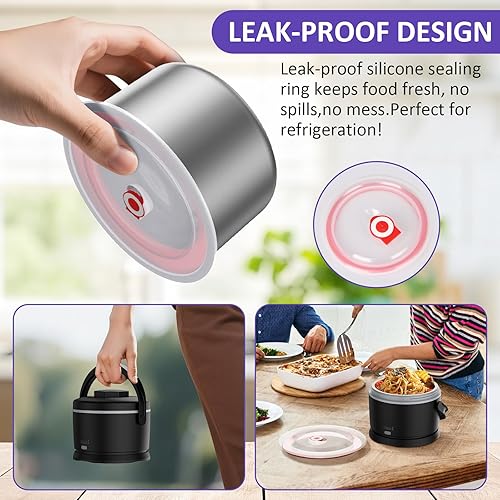 Miniatura 6 de Fiambrera eléctrica para adultos, 40 onzas, calentador de alimentos portátil de 12 V24 V110 V220 V, lonchera térmica para el trabajo, oficina,
