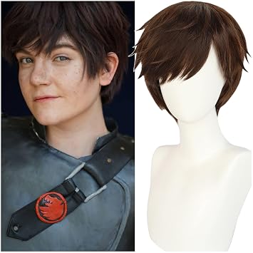 Mens Brown Wig Short Fluffy Straight Male Wig Brown Layered Hair | Heat Resistant Synthetic for Halloween Cosplay Anime Party