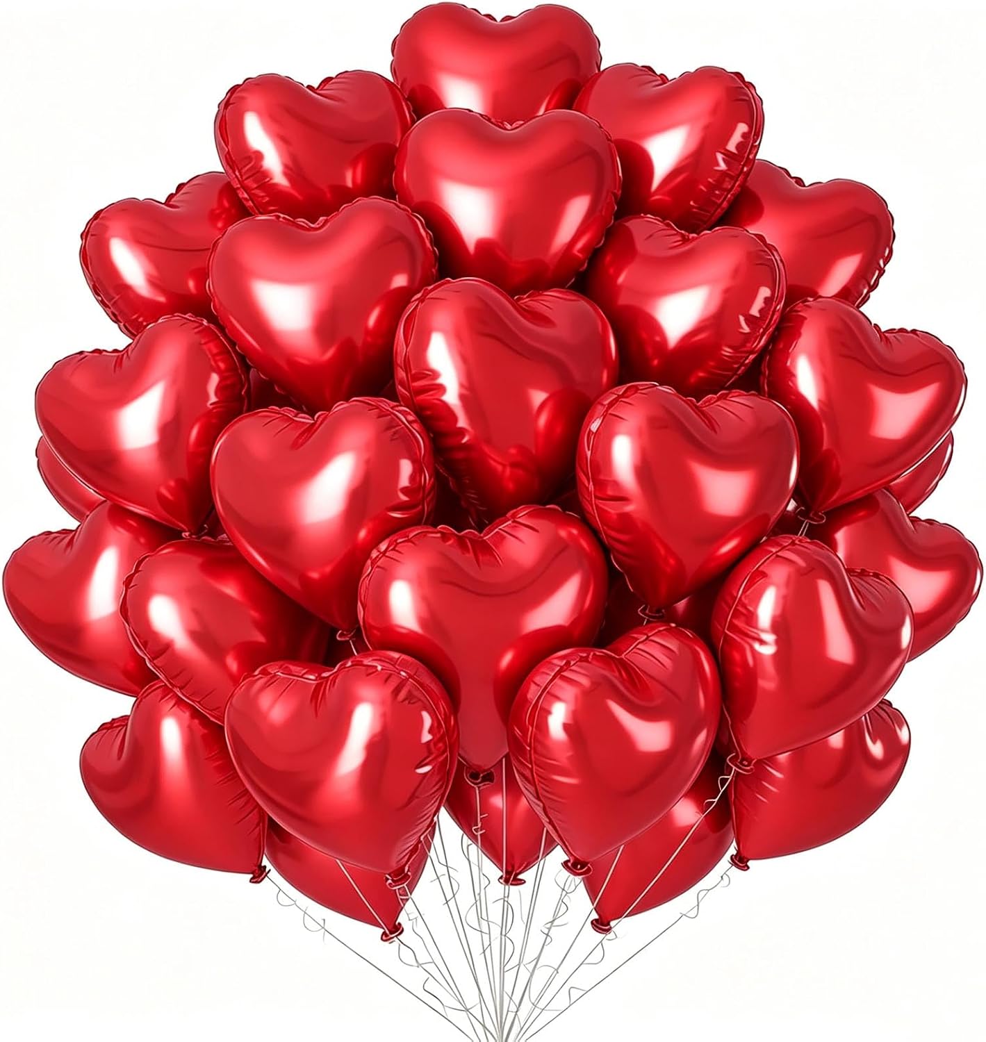 Red Heart Balloons, 36Pcs 18 Inch Self-sealing Helium Foil Love Heart Shaped Balloons for Girls Party Bridal Wedding Engagement Anniversary Birthday Baby Shower Valentine's Day Decorations