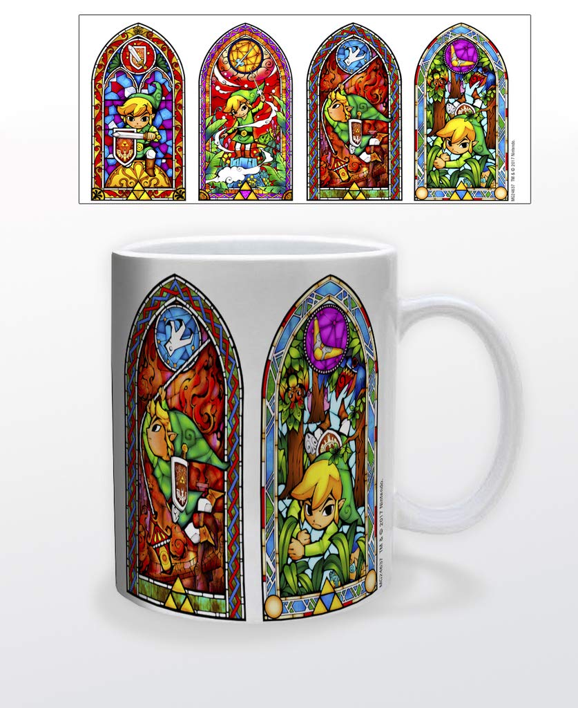 Legend of Zelda Stained Glass Windows Video Game Gamer Ceramic Coffee Mug Tea Cup Fun Novelty Gift 12 oz