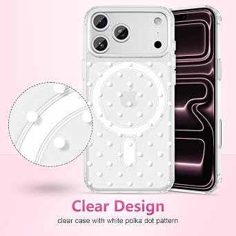 ZTOFERA Cute Polka Dot Case for iPhone 18 Pro/17 Pro 6.3,White Dot