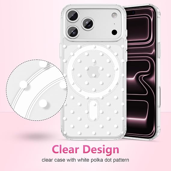 ZTOFERA Cute Polka Dot Case for iPhone 18 Pro/17 Pro 6.3,White Dot
