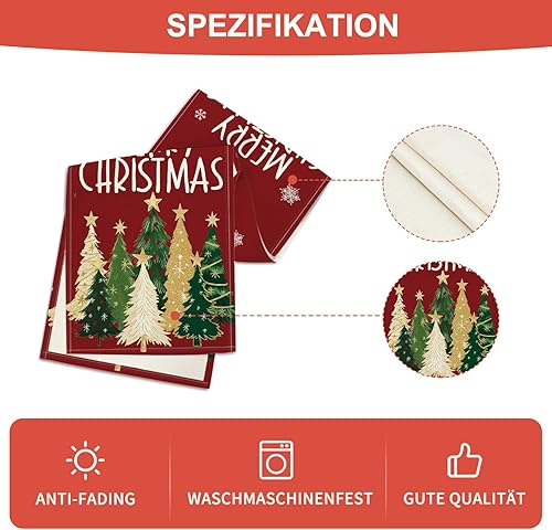 Miniatura 5 de Artoid Mode Árbol de Navidad, copos de nieve, rojo, 210 GSM, camino de mesa de Feliz Navidad, decoración de mesa de comedor de cocina de invierno