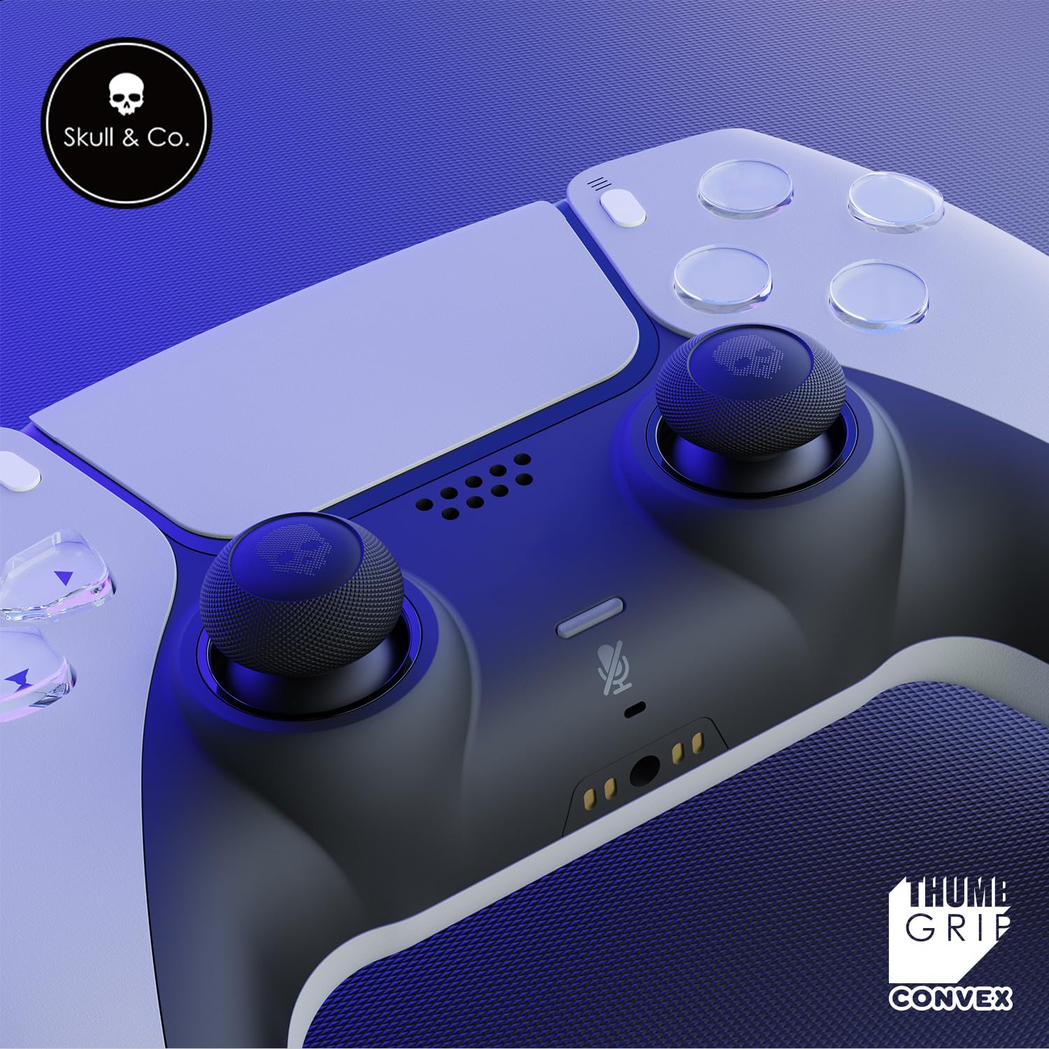 Skull & Co. Convex Thumb Grip Caps Joystick Cap Analog Stick Cap Thumbstick Grip Cover for Nintendo Switch Pro Controller & PS5 / PS4 / Slim/Pro Controller - Neon Yellow, 2 Pairs (4pcs)