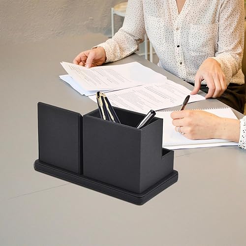 Miniatura 4 de Organizador de escritorio de piel sintética para bolígrafoslápices, caja de almacenamiento multifunción para teléfono celularcontrol remoto con 3