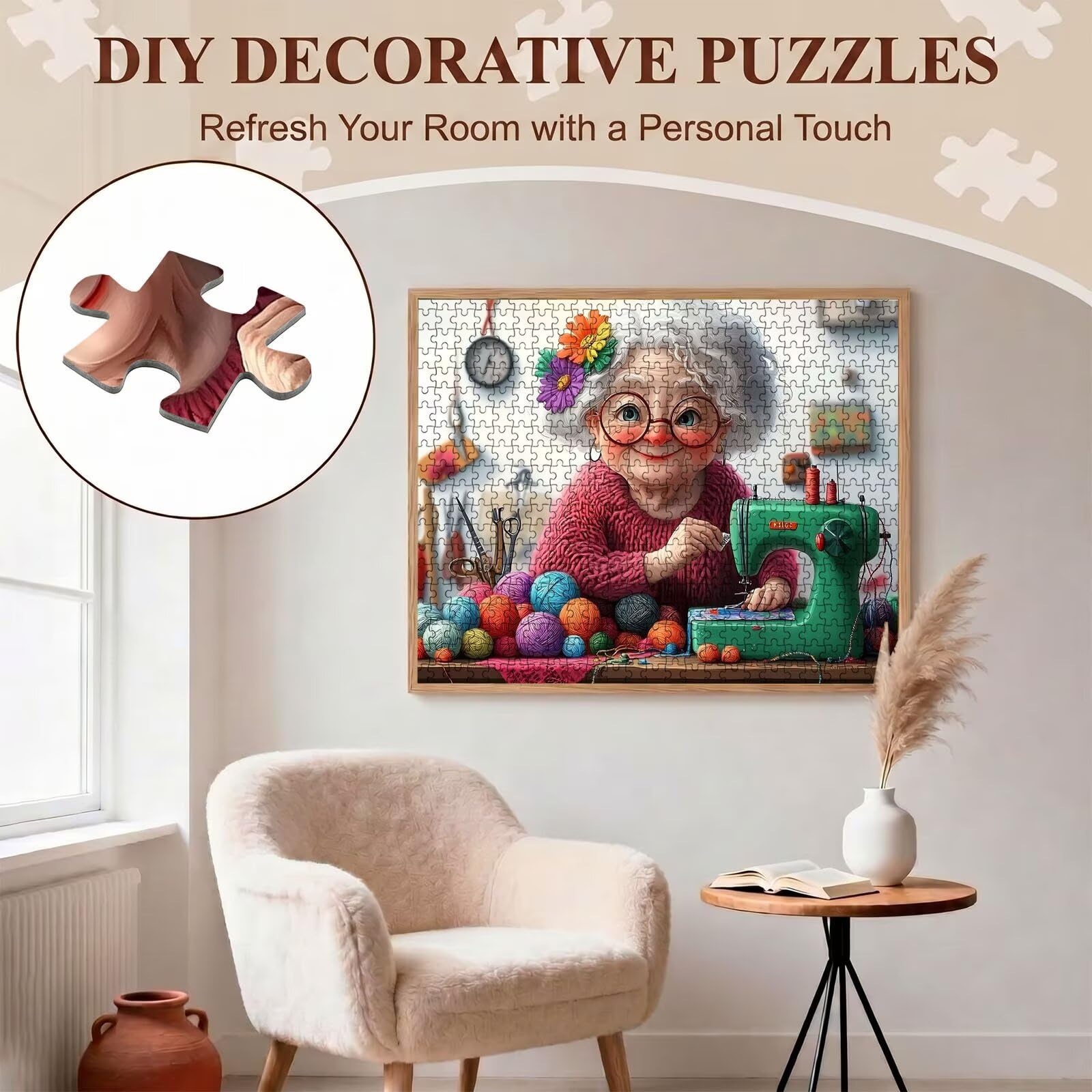 Puzzle 4000 Pezzi Classici, Puzzle Nonna gomitolo di filato 141 x 87 cm, Gioco Educativo e Antistress in Legno con Poster Incluso, Ttività Famiglia, Regalo per Appassionati, Decor Parete, f0-622