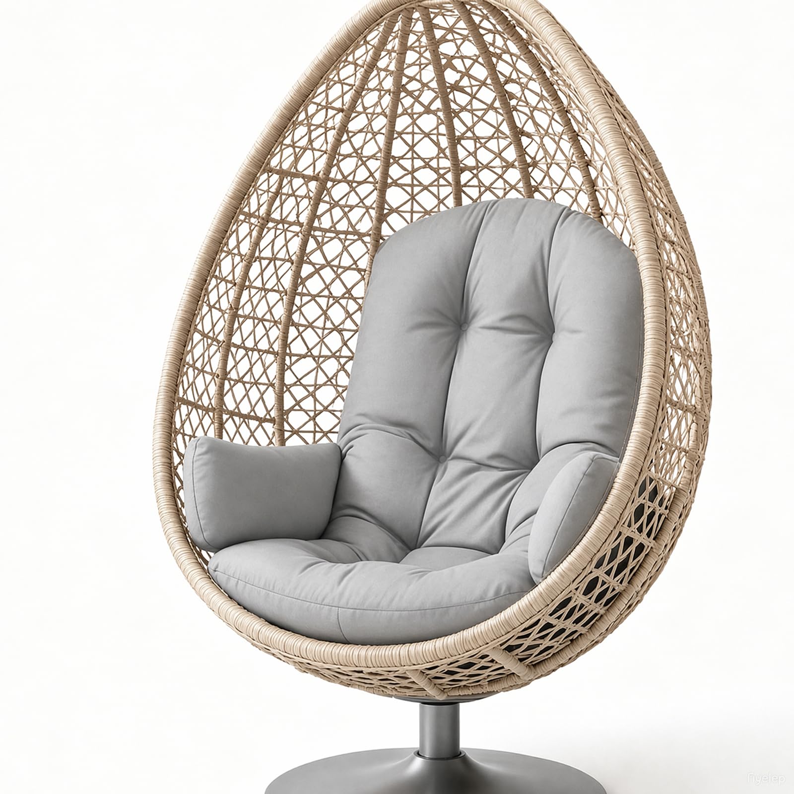 Cuscino per poltrona sospesa per esterni, impermeabile, spesso, imbottito, con forma rotonda e fissaggio, per sedia a uovo di Papasan, balcone, giardino (grigio)