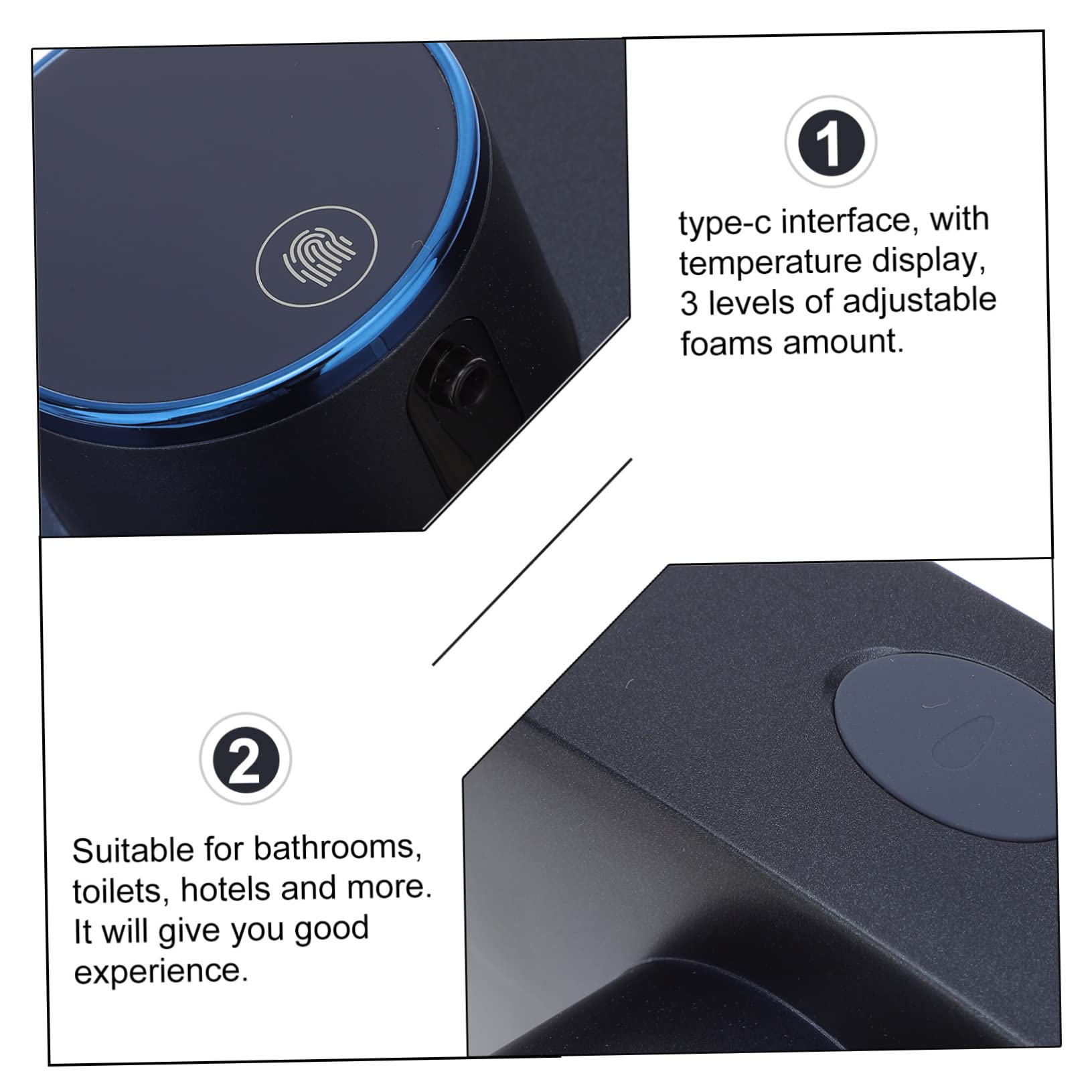 Didiseaon Distributore Automatico di Sapone senza Contatto Distributore di Sapone Ricaricabile da Parete per Casa Realizzato in Materiali con Sensori Intelligenti