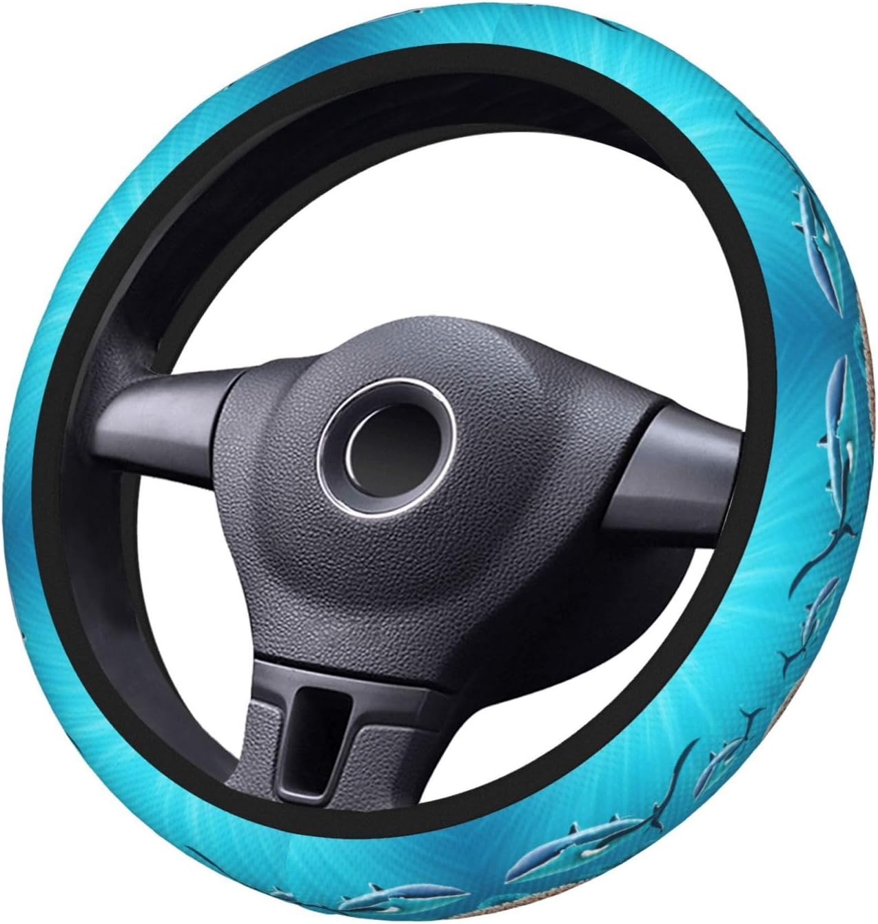 15 inch Universal car Steering Wheel Cover, Deep Sea Whales Double Layer Thick Steering Wheel Cover, Steering Wheel Protective Cover