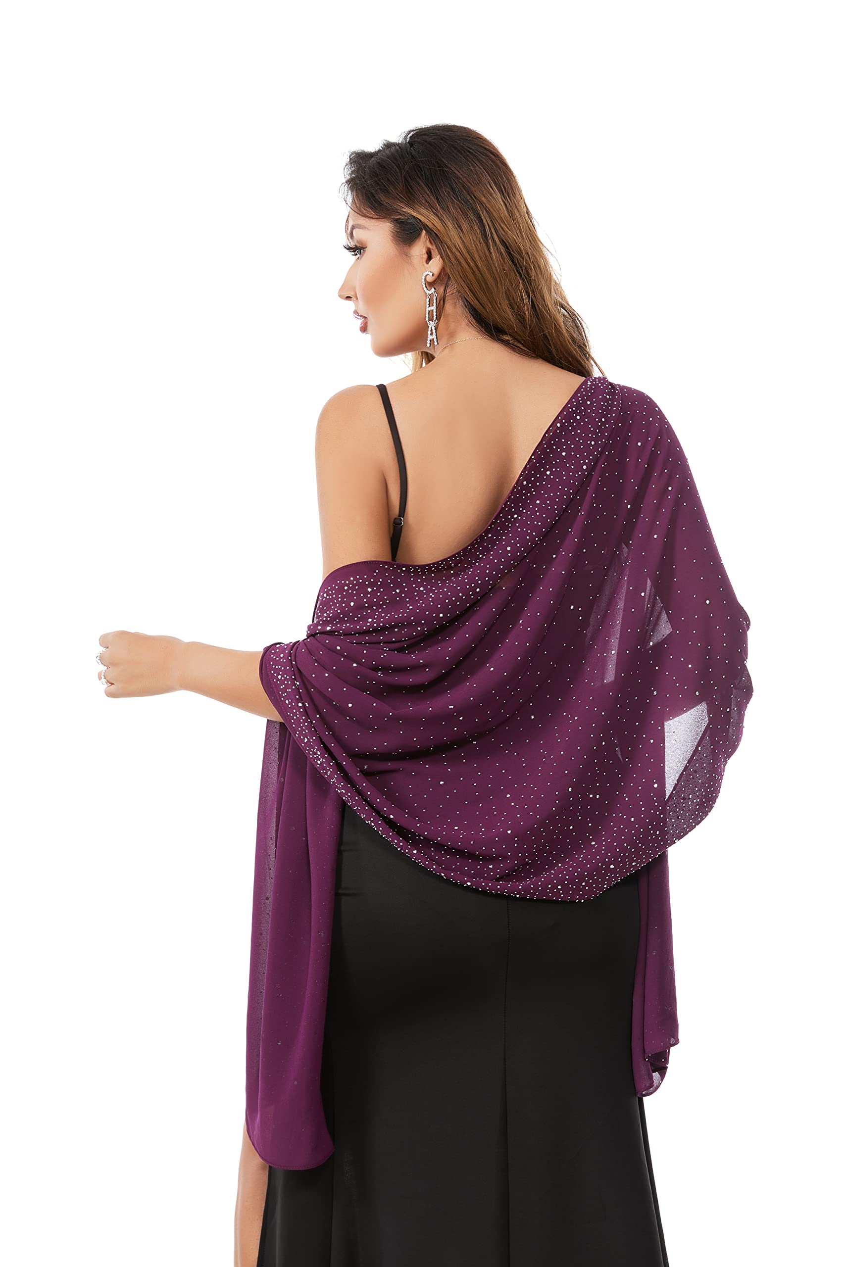 Écharpe de mariée en mousseline de soie transparente pour femme élégante douce et soyeuse