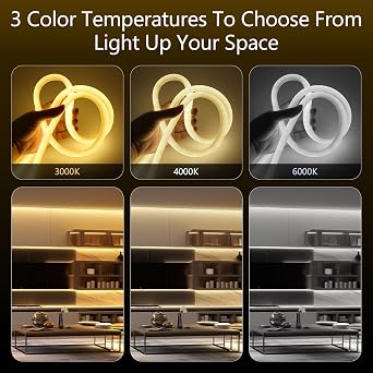 Silicone Neon Round LED Strip Light 2m Natural White 4000K Waterproof Fireproof IP65 Led Strip Lights 220V Cuttable Flexible Neon LED Rope Lights with Power Supply for Bedroom, Outdoor [Energy Class F]