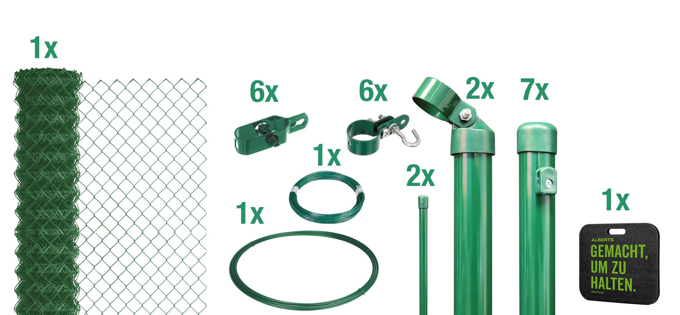 Alberts 697105 Juego de Valla de Malla de Alambre con cojín para Rodillas, Verde