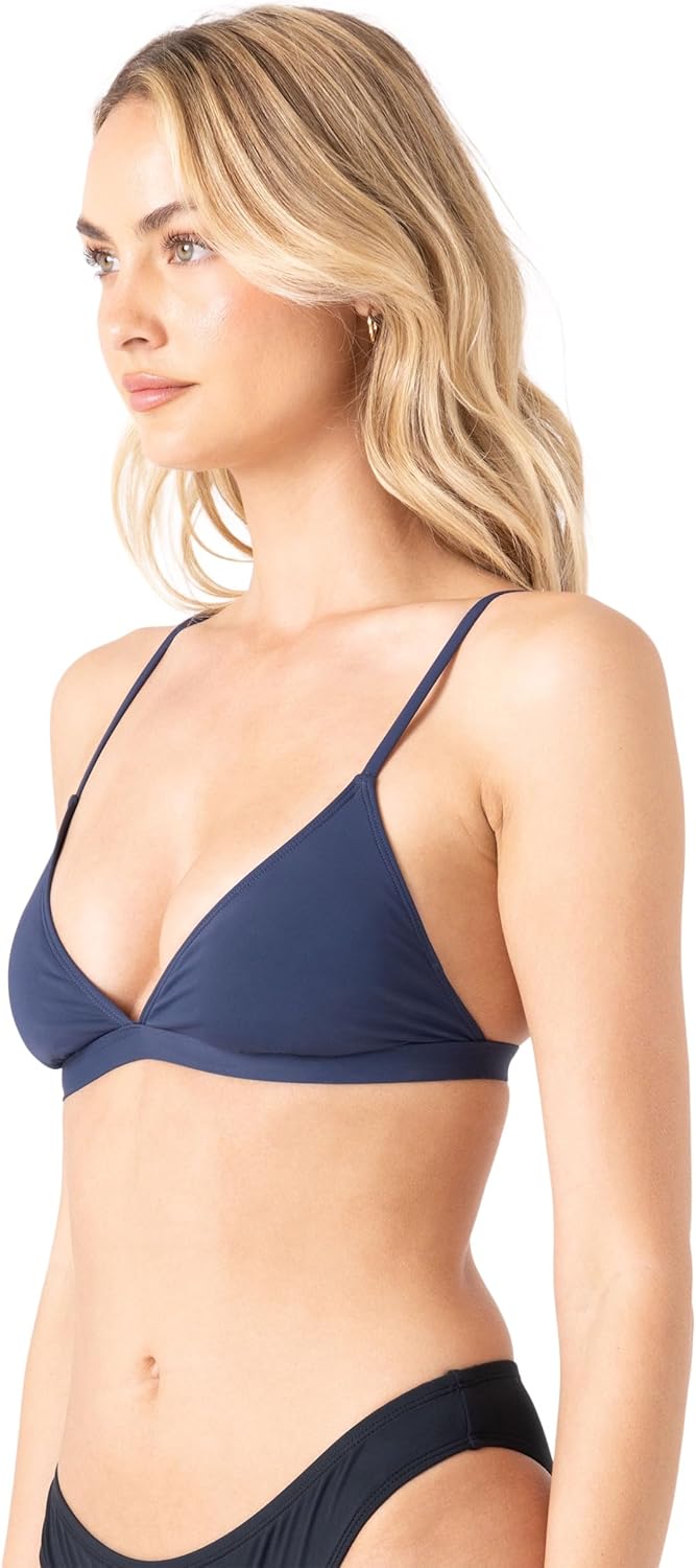 Roxy Women's Bikini Top – UPF 50+, Quick-Dry, Removable Pads, Swimsuit Top, Surf & Beachwear, Mood Indigo, Medium