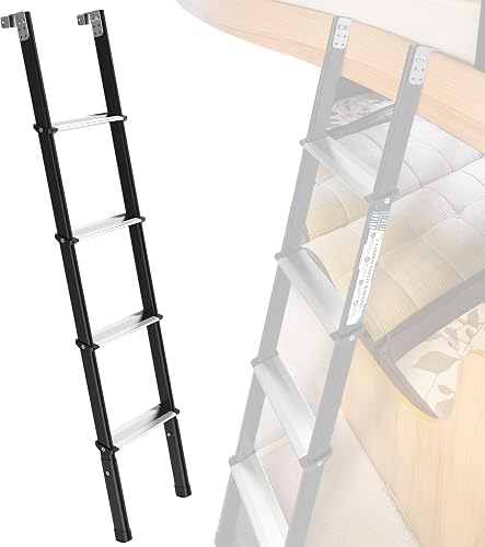 Marudina 660lbs Bunk Bed Ladder, 8-Level Height 59"-65", Anti-Slip Steps | Heavy-Duty Frame with 1.2" Wide Hooks, Easy Assemble & Removal, Fits 57"-63" Bunk Beds, Step Ladder for RV, Dorm & Kids'Room