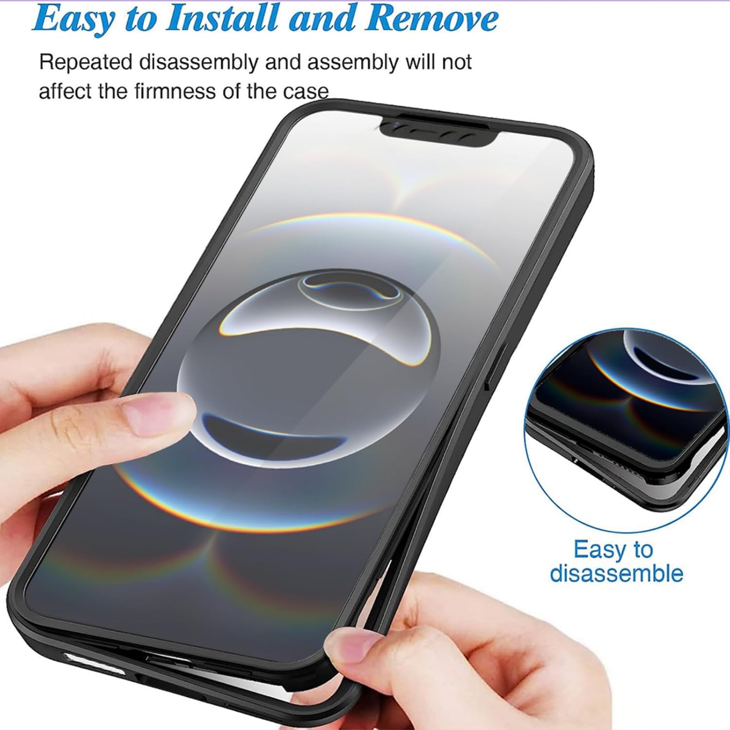 for iPhone 16e (Not 16) Case, [Built-in Screen Protector] [Military Grade Shockproof] 360° Full Body Clear Rugged Protective Case Cover for Apple 16e.Full Blue - Image 3